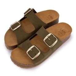 New Mules double brides compensée en daim Femme Femme Tongs, Mules