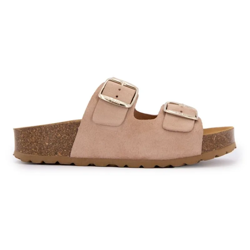 Outlet Mules double brides compensée en daim Femme Femme Tongs, Mules