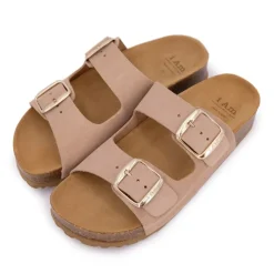 Outlet Mules double brides compensée en daim Femme Femme Tongs, Mules