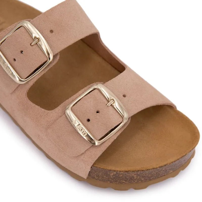 Outlet Mules double brides compensée en daim Femme Femme Tongs, Mules