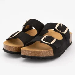 Mules double brides compensée en daim Femme Femme Tongs, Mules