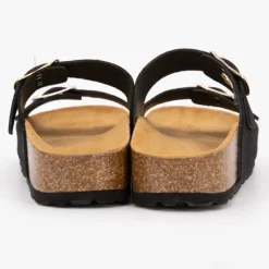 Mules double brides compensée en daim Femme Femme Tongs, Mules