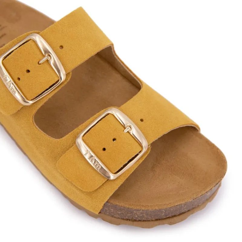 Online Mules double brides compensée en daim Femme Femme Tongs, Mules