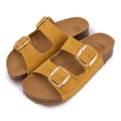 Online Mules double brides compensée en daim Femme Femme Tongs, Mules