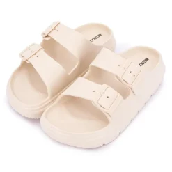 Online Mules doubles brides à plateforme Femme Femme Tongs, Mules