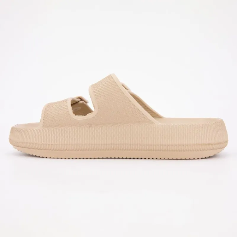 Clearance Mules en plastique double brides à boucles semelle épaisse Femme Femme Tongs, Mules