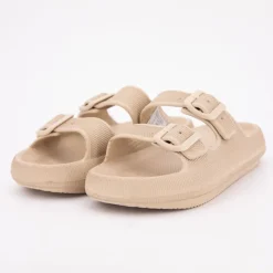 Clearance Mules en plastique double brides à boucles semelle épaisse Femme Femme Tongs, Mules