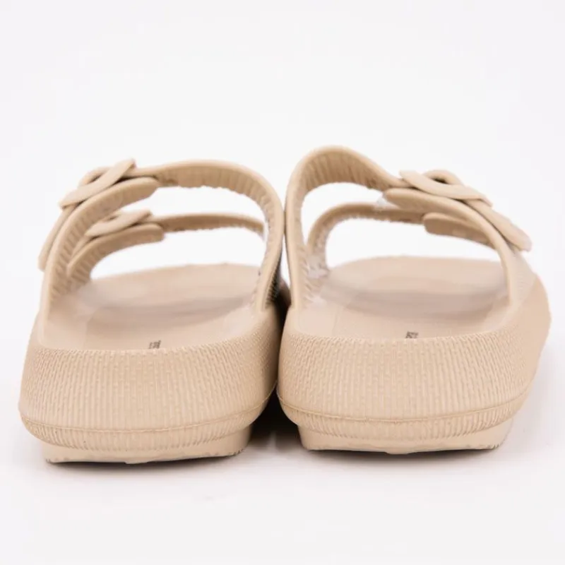 Clearance Mules en plastique double brides à boucles semelle épaisse Femme Femme Tongs, Mules