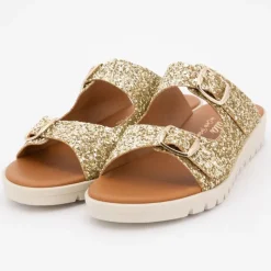 Discount Mules glitter arc en ciel platino double boucle Enfant Enfant Chaussures Fille