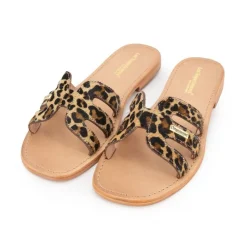 Clearance Mules hadamia léopard en cuir Femme Femme Tongs, Mules