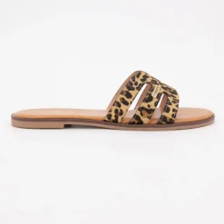 Sale Mules hamigapo à motif léopard cuir Femme Femme Tongs, Mules