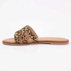 Sale Mules hamigapo à motif léopard cuir Femme Femme Tongs, Mules