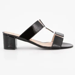 New Mules naplak cuir avec découpes transparentes Femme Femme Tongs, Mules