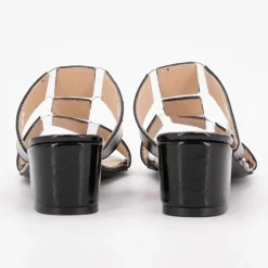 New Mules naplak cuir avec découpes transparentes Femme Femme Tongs, Mules