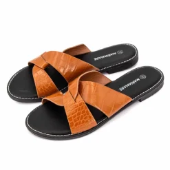 New Mules plates à brides croisées Femme Femme Tongs, Mules