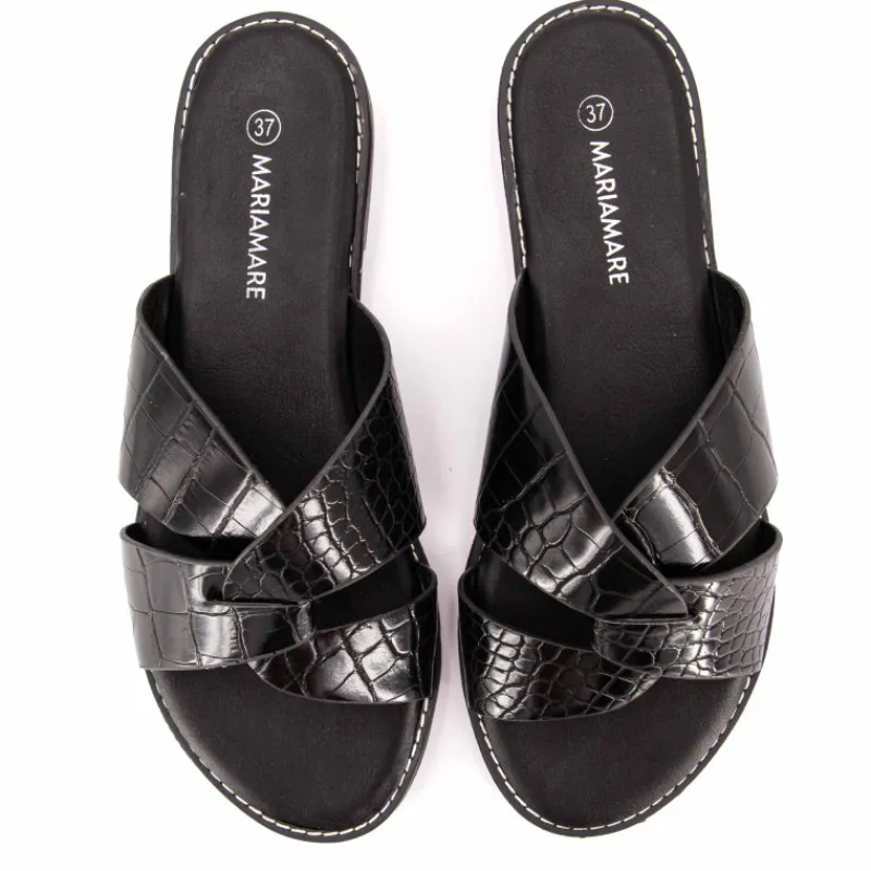 Hot Mules plates à brides croisées Femme Femme Tongs, Mules