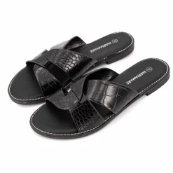 Hot Mules plates à brides croisées Femme Femme Tongs, Mules