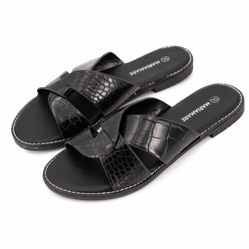 Hot Mules plates à brides croisées Femme Femme Tongs, Mules