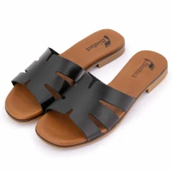 New Mules plates en cuir Femme Femme Tongs, Mules