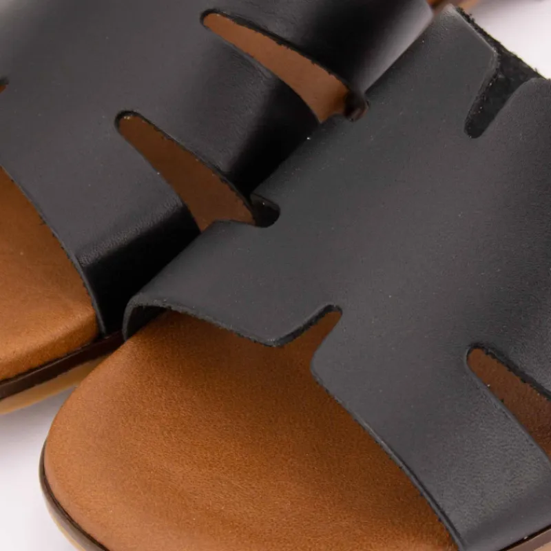 New Mules plates en cuir Femme Femme Tongs, Mules