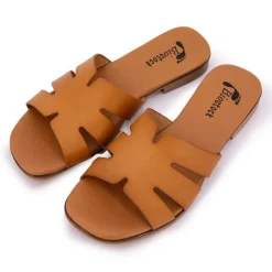 Mules plates en cuir Femme Femme Tongs, Mules