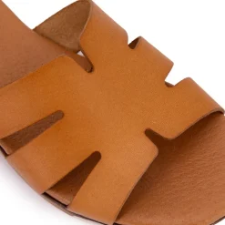 Mules plates en cuir Femme Femme Tongs, Mules