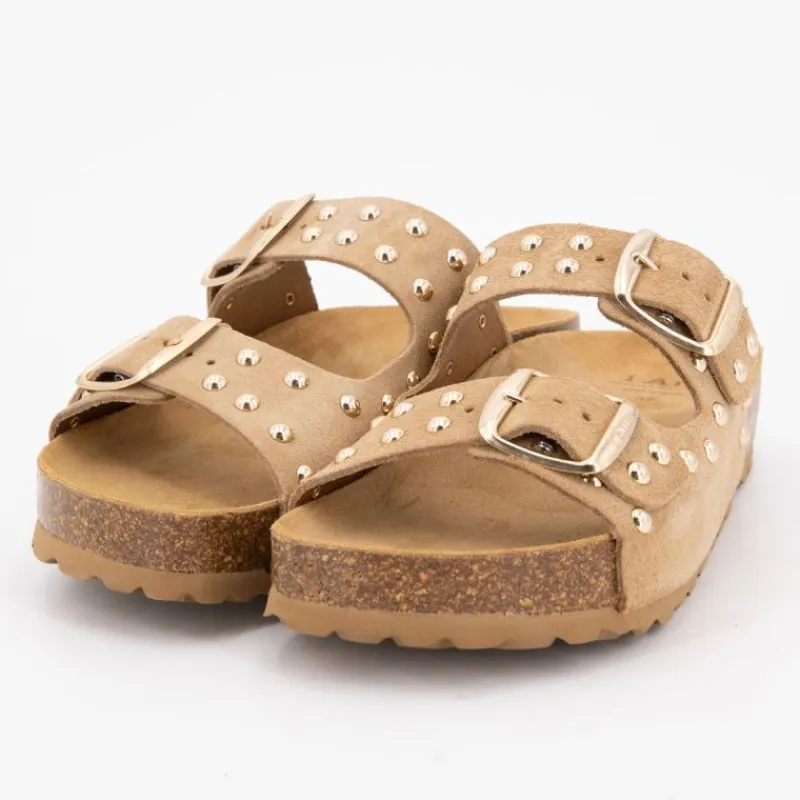 New Mules semelle épaisse avec clous gold Femme Femme Tongs, Mules