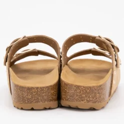 New Mules semelle épaisse avec clous gold Femme Femme Tongs, Mules