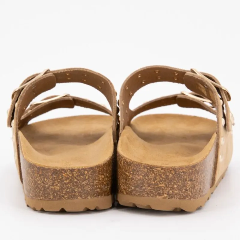 New Mules semelle épaisse avec clous gold Femme Femme Tongs, Mules