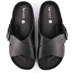 Discount Mules semelle épaisse crantée et double bride croisée Femme Femme Tongs, Mules