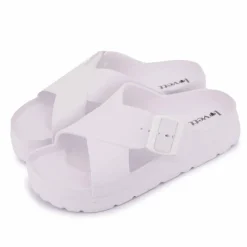 Online Mules semelle épaisse crantée et double bride croisée Femme Femme Tongs, Mules