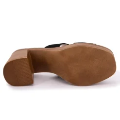 Online Mules serraje à talon plateforme Femme Femme Tongs, Mules