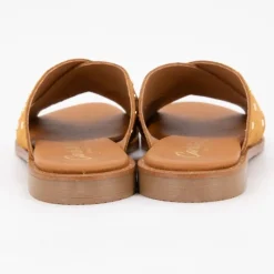 Clearance Mules setter cuir à clous dorés Femme Femme Tongs, Mules