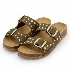 Online Mules suede boucle effet clou Femme Femme Tongs, Mules