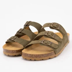 Hot Mules triple boucle cuir couleur Femme Femme Tongs, Mules