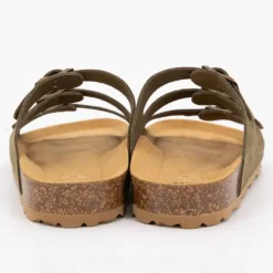 Hot Mules triple boucle cuir couleur Femme Femme Tongs, Mules