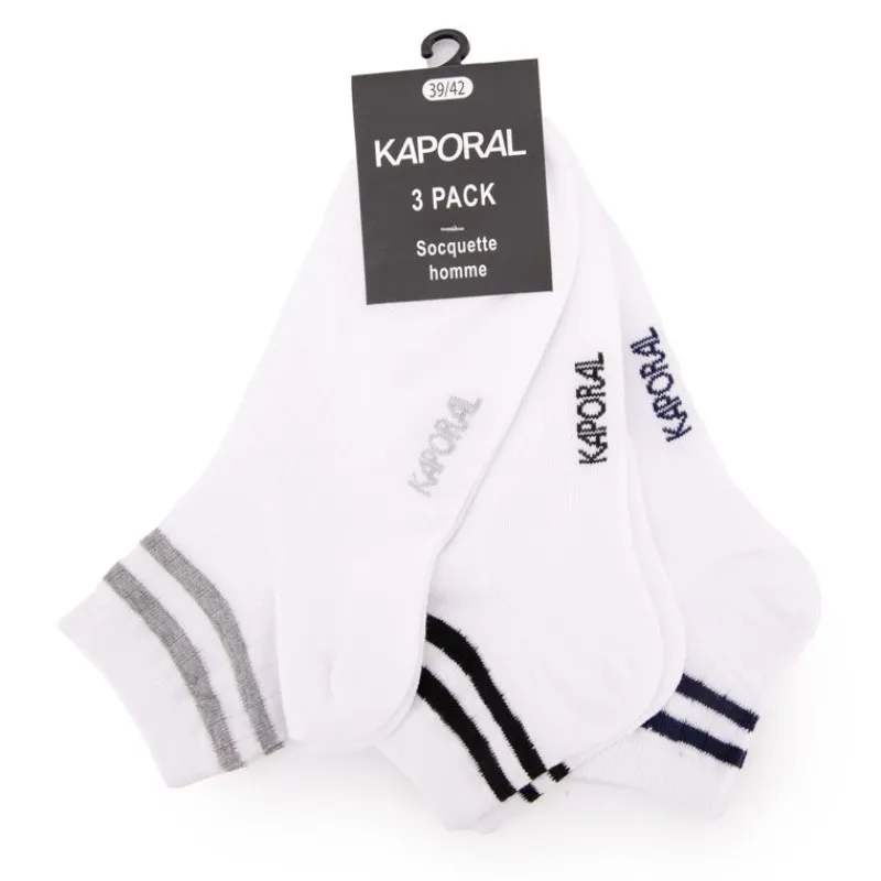 Sale Pack de 3 socquettes magelan à rayures Homme Homme Chaussettes