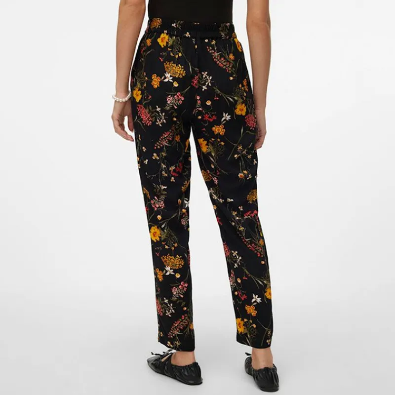 Hot Pantalon à fleurs droit avec cordon de serrage Femme Femme Pantalon