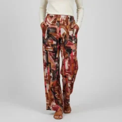 Clearance Pantalon à motif geométrique regular Femme Femme Pantalon