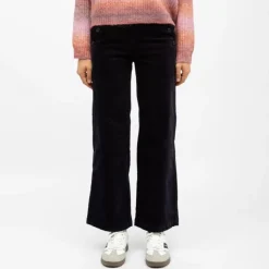 Hot Pantalon bleu marine maena velours Femme Femme Pantalon