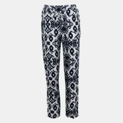 Best Pantalon carotte fluide motif éthnique bleu marine Femme Femme Pantalon