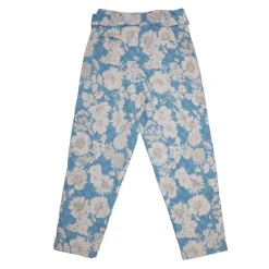 New Pantalon carotte peony fleurs blanches Femme Femme Pantalon
