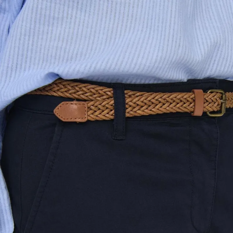Outlet Pantalon chino ceinture tressée Femme Femme Pantalon
