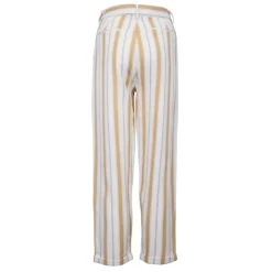 Pantalon coton à rayures jaune pastel Priska Femme Femme Pantalon