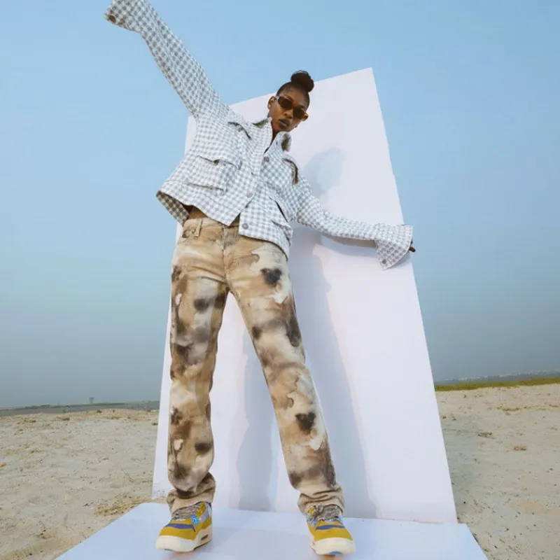 Hot Pantalon coton imprimé aquarelle Femme Femme Pantalon