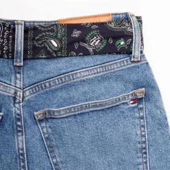 Clearance Pantalon denim mom fit avec ceinture en tissu Femme Femme Jean