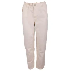 Outlet Pantalon en toile beige taille élastiquée Femme Femme Pantalon