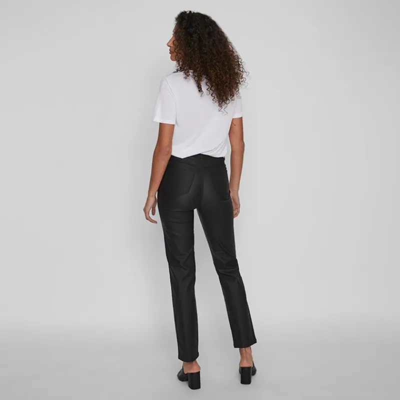 Hot Pantalon enduit straight fit taille haute vicommit noos Femme Femme Pantalon