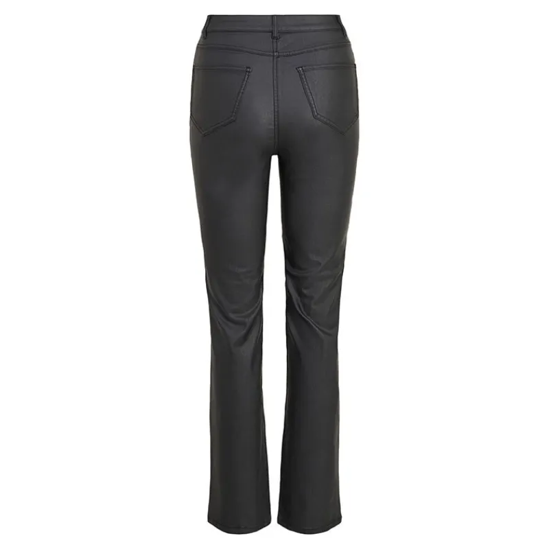 Hot Pantalon enduit straight fit taille haute vicommit noos Femme Femme Pantalon