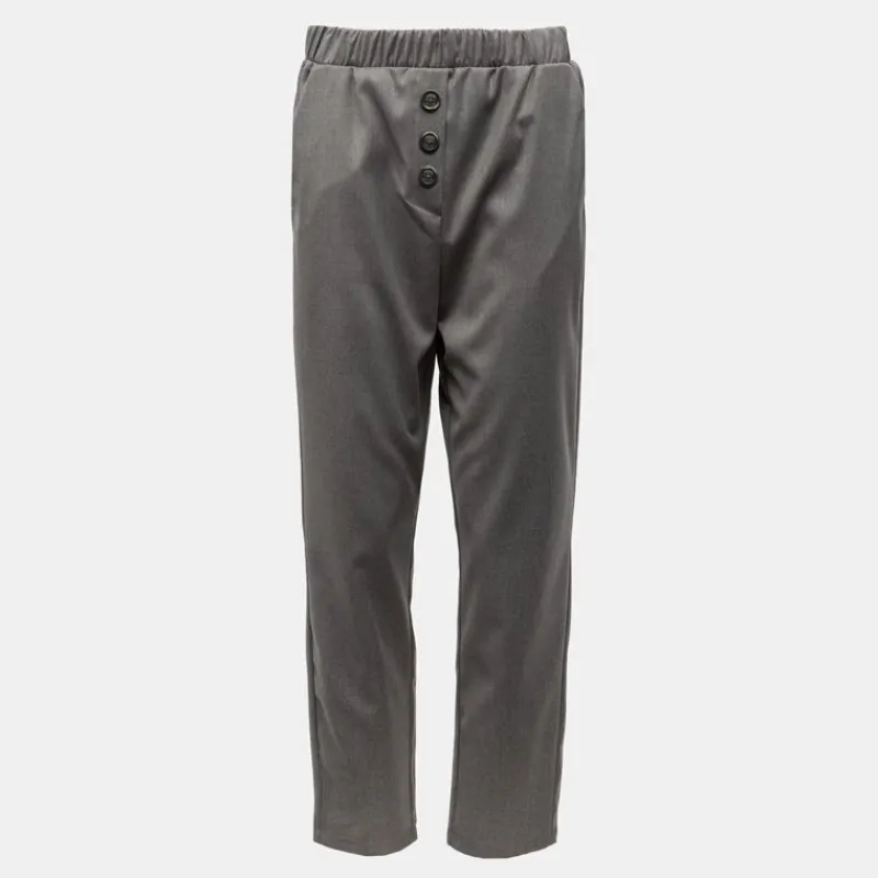 Online Pantalon grigio élastique regular Femme Femme Pantalon